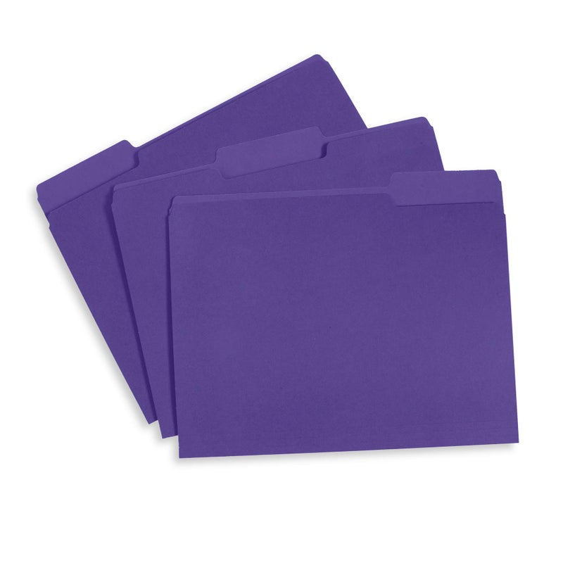 Blue Summit Supplies Purple File Folders, Letter Size, 1/3 Cut Tab, Purple Color, Great Folder for Organizing and Easy File Storage, 100 Per Box - Image 2